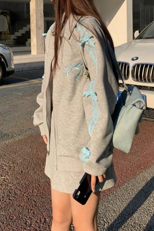 Casual Day Outfits, Easy Trendy Outfits Coquette Bows Side-Stripe Track Jacket