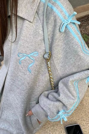 Casual Day Outfits, Easy Trendy Outfits Coquette Bows Side-Stripe Track Jacket