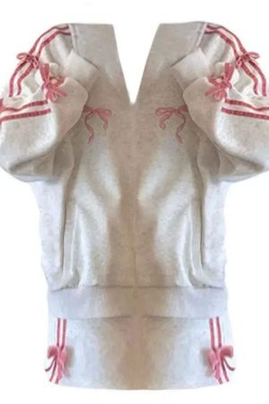 Casual Day Outfits, Easy Trendy Outfits Coquette Bows Side-Stripe Track Suit