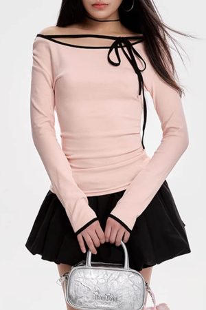 Casual Day Outfits, Easy Trendy Outfits Coquette Girl Off-Shoulder Top