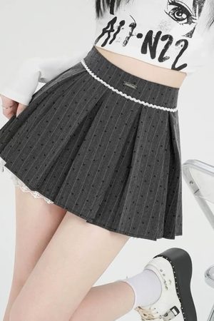 Casual Day Outfits, Easy Trendy Outfits Coquette Lace Bow Pleated Skirt
