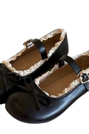 Casual Day Outfits, Easy Trendy Outfits Coquette Lace Trim Mary Jane Flats