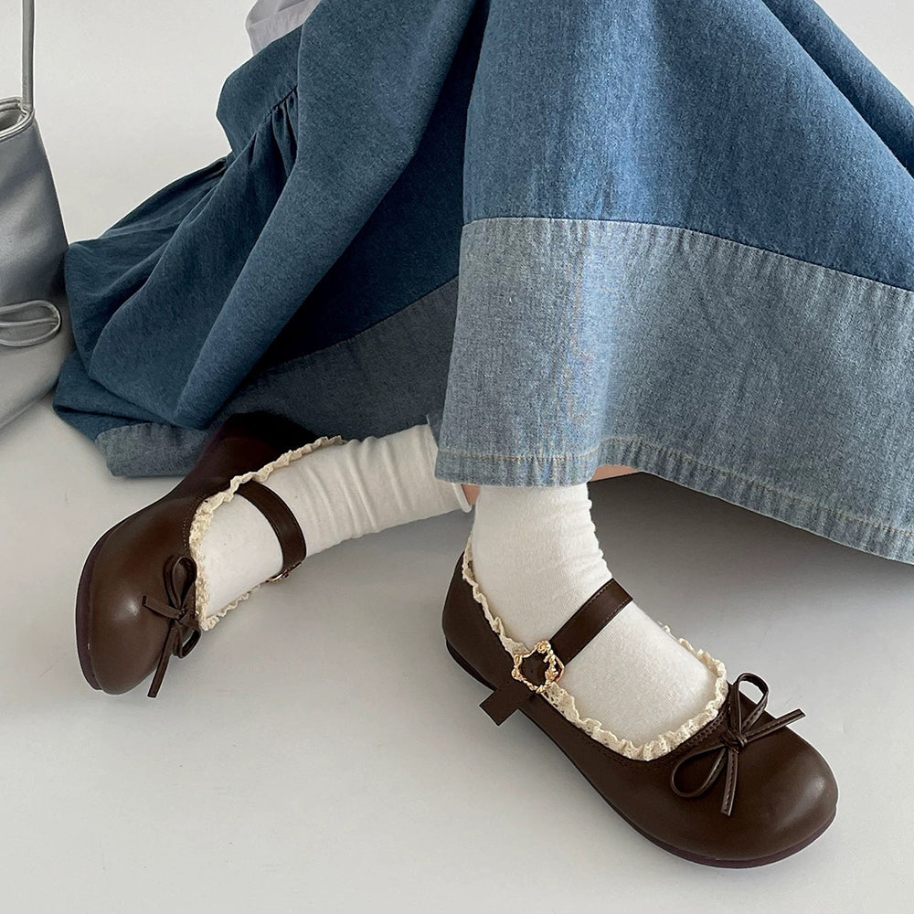 Casual Day Outfits, Easy Trendy Outfits Coquette Lace Trim Mary Jane Flats Casual Day Outfits, Easy Trendy Outfits Coquette Lace Trim Mary Jane Flats