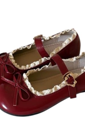 Casual Day Outfits, Easy Trendy Outfits Coquette Lace Trim Mary Jane Flats