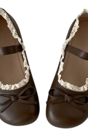 Casual Day Outfits, Easy Trendy Outfits Coquette Lace Trim Mary Jane Flats