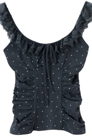 Casual Day Outfits, Easy Trendy Outfits Coquette Polka Dot Ruched Top