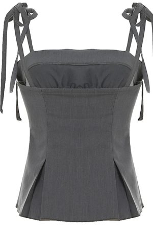 Casual Day Outfits, Easy Trendy Outfits Coquette Ruched Bow Tie Top