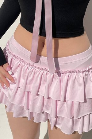 Casual Day Outfits, Easy Trendy Outfits Coquette Ruffled Mini Skort