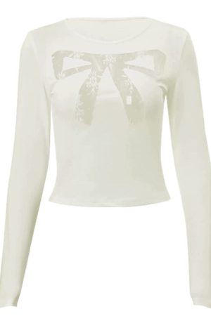 Casual Day Outfits, Easy Trendy Outfits Coquette See Through Lace Bow Top
