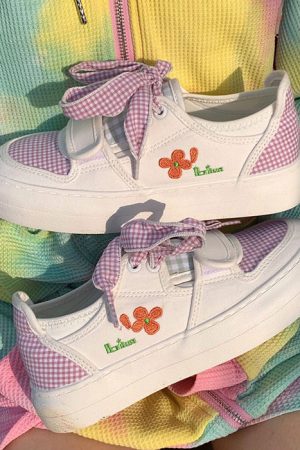 Casual Day Outfits, Easy Trendy Outfits Cottagecore Aesthetic Gingham Sneakers