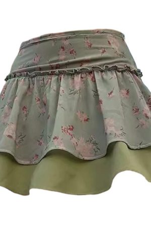 Casual Day Outfits, Easy Trendy Outfits Cottagecore Aesthetic Green Floral Skirt