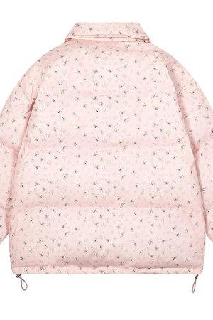 Casual Day Outfits, Easy Trendy Outfits Cottagecore Cream Floral Padded Jacket