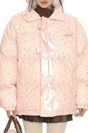 Casual Day Outfits, Easy Trendy Outfits Cottagecore Cream Floral Padded Jacket