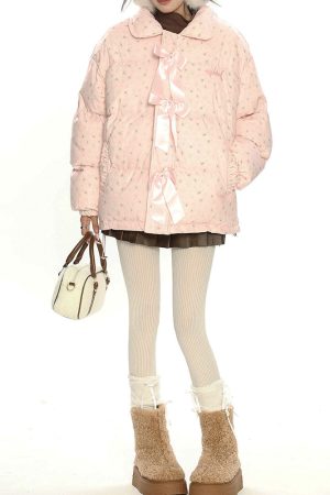 Casual Day Outfits, Easy Trendy Outfits Cottagecore Cream Floral Padded Jacket