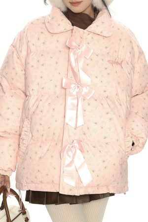 Casual Day Outfits, Easy Trendy Outfits Cottagecore Cream Floral Padded Jacket