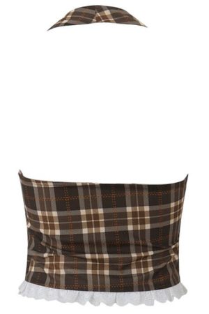 Casual Day Outfits, Easy Trendy Outfits Cottagecore Plaid Halter Top