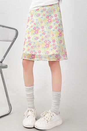 Casual Day Outfits, Easy Trendy Outfits Cottagecore Sheer Floral Print Skirt