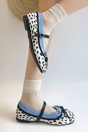 Casual Day Outfits, Easy Trendy Outfits Cow Print Mary Jane Ballet Flats