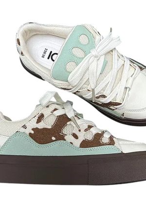 Casual Day Outfits, Easy Trendy Outfits Cow Print Skater Sneakers
