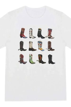 Casual Day Outfits, Easy Trendy Outfits Cowboy Boots Graphic Tee