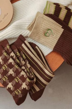 Casual Day Outfits, Easy Trendy Outfits Cozy Brown 4 Pack Socks