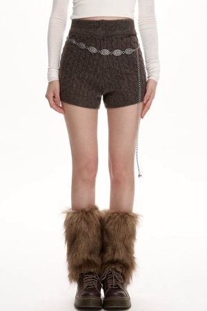 Casual Day Outfits, Easy Trendy Outfits Cozy Days Cable Knitted Shorts