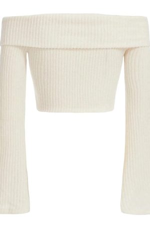 Casual Day Outfits, Easy Trendy Outfits Cozy Days Off Shoulder Knit Top