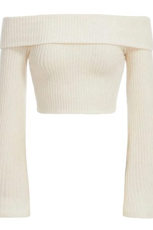 Casual Day Outfits, Easy Trendy Outfits Cozy Days Off Shoulder Knit Top