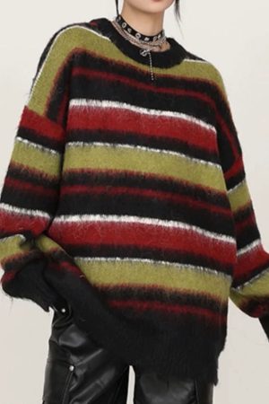 Casual Day Outfits, Easy Trendy Outfits Cozy Reading Striped Oversized Sweater