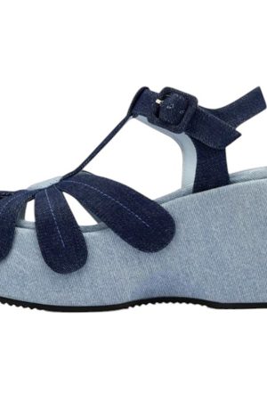 Casual Day Outfits, Easy Trendy Outfits Daisy Denim Platform Sandals