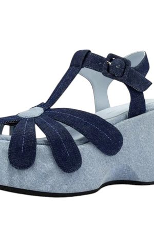 Casual Day Outfits, Easy Trendy Outfits Daisy Denim Platform Sandals