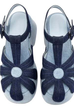 Casual Day Outfits, Easy Trendy Outfits Daisy Denim Platform Sandals