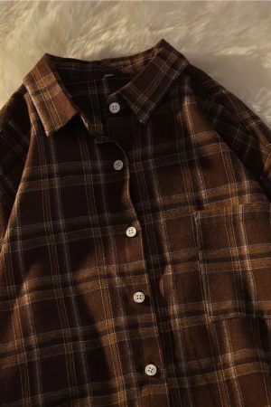 Casual Day Outfits, Easy Trendy Outfits Dark Academia Aesthetic Plaid Shirt