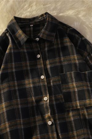 Casual Day Outfits, Easy Trendy Outfits Dark Academia Aesthetic Plaid Shirt