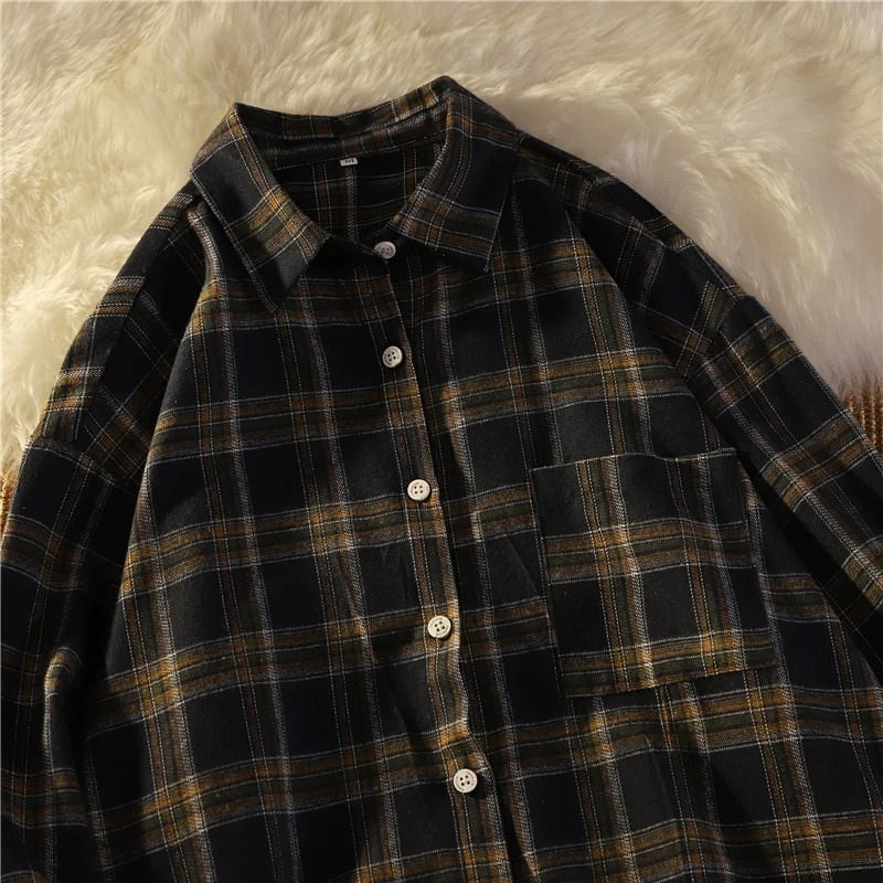 Casual Day Outfits, Easy Trendy Outfits Dark Academia Aesthetic Plaid Shirt Casual Day Outfits, Easy Trendy Outfits Dark Academia Aesthetic Plaid Shirt