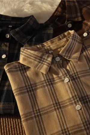 Casual Day Outfits, Easy Trendy Outfits Dark Academia Aesthetic Plaid Shirt