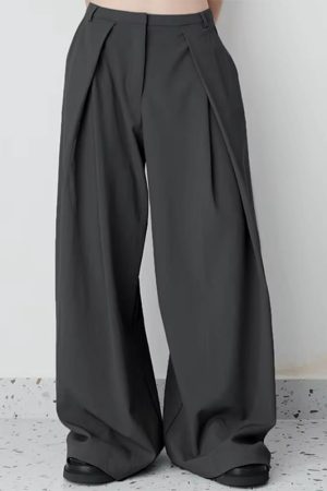 Casual Day Outfits, Easy Trendy Outfits Dark Academia Wide-Leg Pants