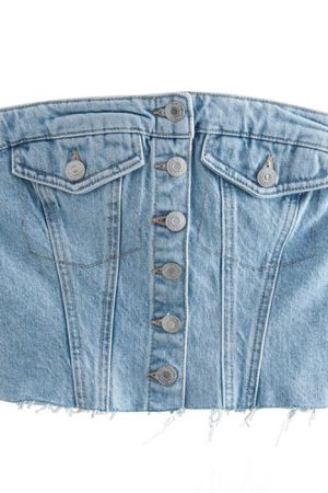 Casual Day Outfits, Easy Trendy Outfits Denim Corset Top