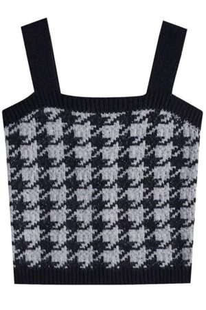 Casual Day Outfits, Easy Trendy Outfits Dogtooth Check Top & Sweater Co-Ord