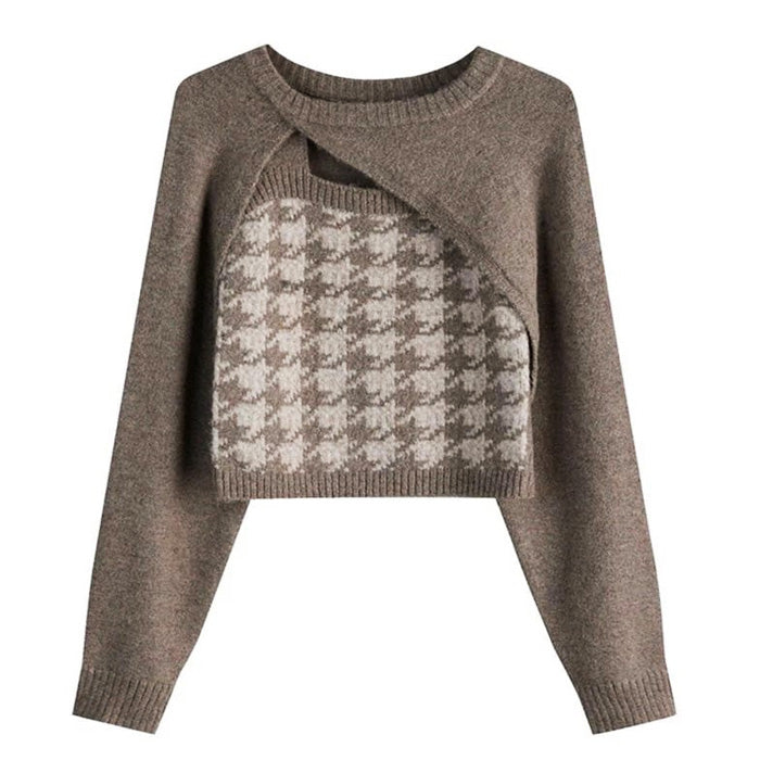 Casual Day Outfits, Easy Trendy Outfits Dogtooth Check Top & Sweater Co-Ord Casual Day Outfits, Easy Trendy Outfits Dogtooth Check Top & Sweater Co-Ord