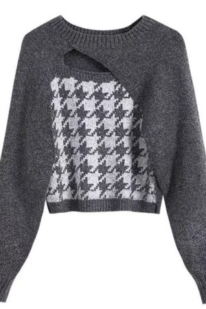 Casual Day Outfits, Easy Trendy Outfits Dogtooth Check Top & Sweater Co-Ord