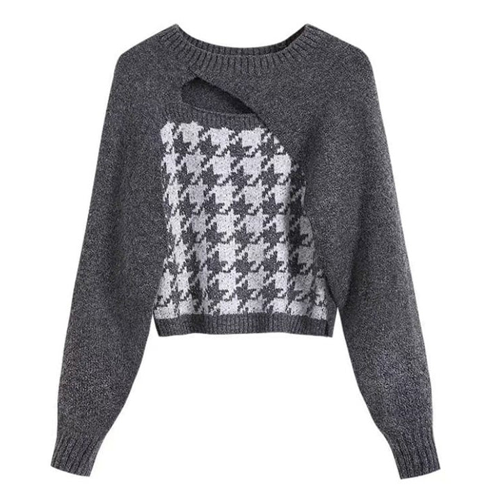 Casual Day Outfits, Easy Trendy Outfits Dogtooth Check Top & Sweater Co-Ord Casual Day Outfits, Easy Trendy Outfits Dogtooth Check Top & Sweater Co-Ord