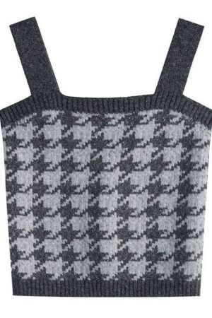 Casual Day Outfits, Easy Trendy Outfits Dogtooth Check Top & Sweater Co-Ord