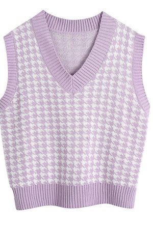 Casual Day Outfits, Easy Trendy Outfits Dogtooth Check Vest