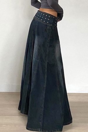 Casual Day Outfits, Easy Trendy Outfits Downtown Belted Denim Maxi Skirt
