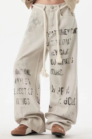 Casual Day Outfits, Easy Trendy Outfits Downtown Girl Graffiti Denim Pants