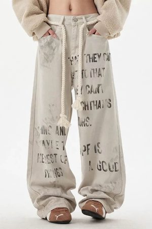 Casual Day Outfits, Easy Trendy Outfits Downtown Girl Graffiti Denim Pants