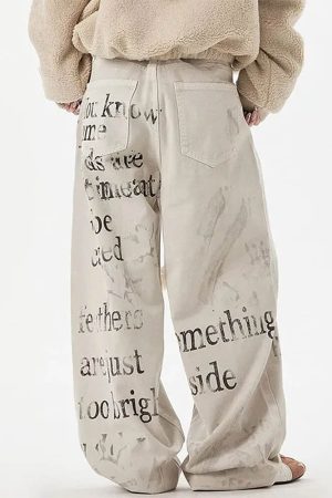 Casual Day Outfits, Easy Trendy Outfits Downtown Girl Graffiti Denim Pants