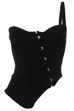 Casual Day Outfits, Easy Trendy Outfits Drama Dealer One-Shoulder Corset Top