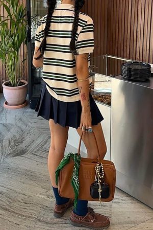Casual Day Outfits, Easy Trendy Outfits Drama Dealer Striped Polo Shirt